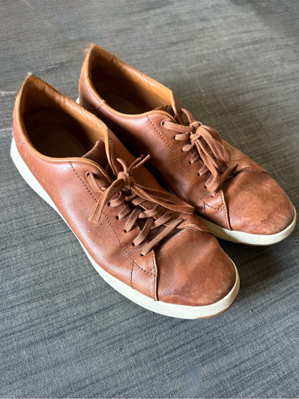 Cole Haan Chestnut Brown Leather Lace-Up Sneakers